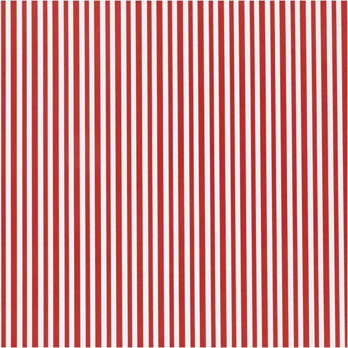 Gift wrap, Stripes, W: 50 cm, 80 g, red/white, 100 m/ 1 roll