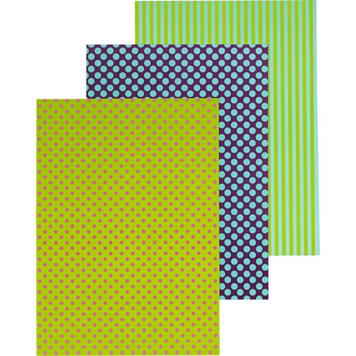 Glazed Paper, stripes, dots, sheet 25x35 cm, 80 g, blue, green, 25 sheet/ 1 pack